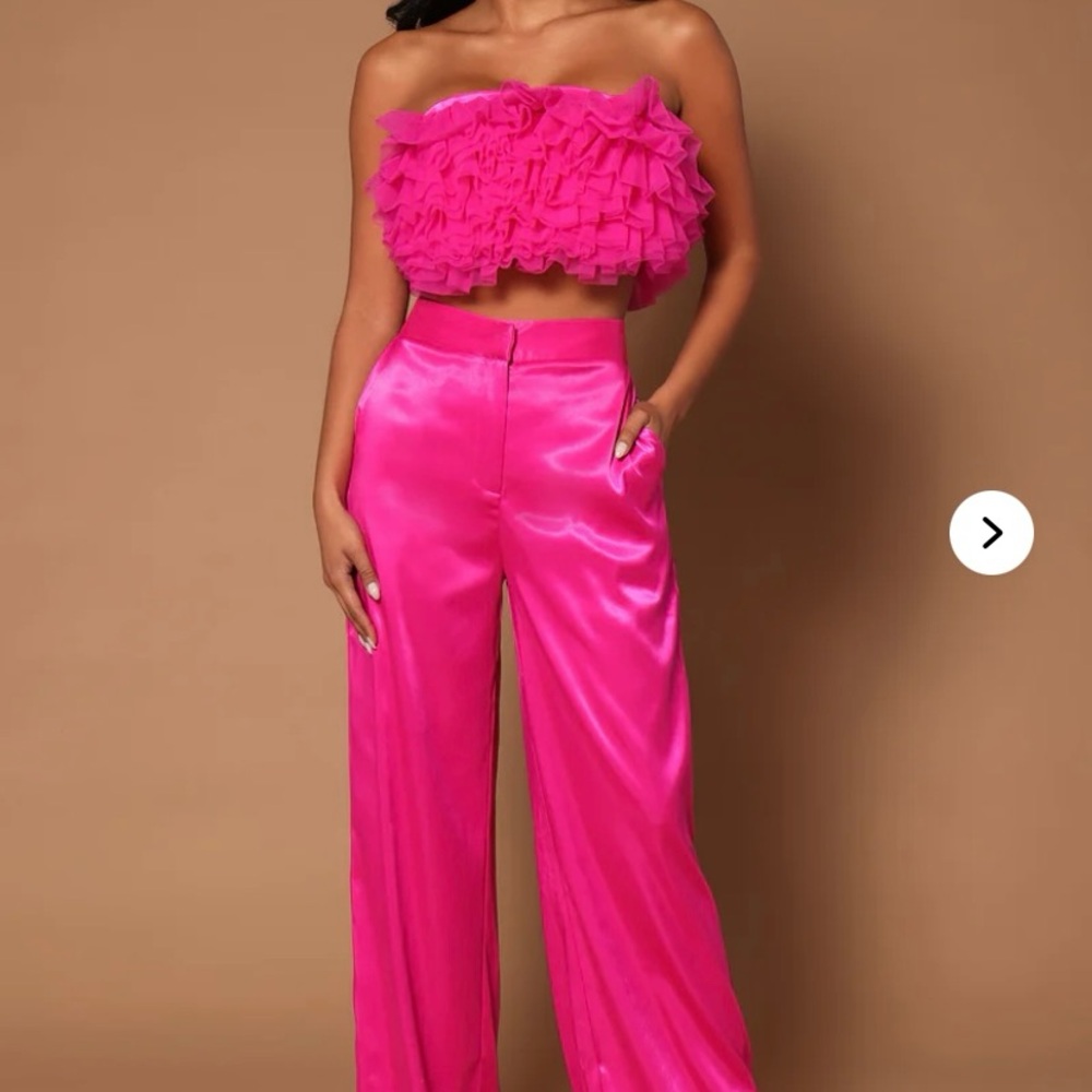 Elegant Pink Women's 2-Piece Pants Set